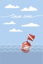 Card with diving buoy. Quote love sea. Royalty Free Stock Photo